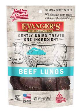 Evangers 077627602030 Nothing But Natural Gently Dried Beef Lung Treats For Dogs And Cats 2 Oz Bag