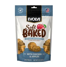 0-73657-01183-5 Evolve Soft Baked Chicken And Apple Recipe Dog Biscuits 8 Oz