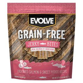 Evolve 073657009771 Grain Free Deboned Salmon And Sweet Potato Jerky Bites Dog Treats 25oz