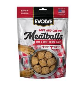Evolve 073657011903 Classics Soft And Chewy Beef Sweet Potato Recipe Meatballs 10oz