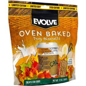 39067 Evolve Oven Baked Limited Edition Caramel Barkchiato Latte Dog Biscuits 12oz Usa