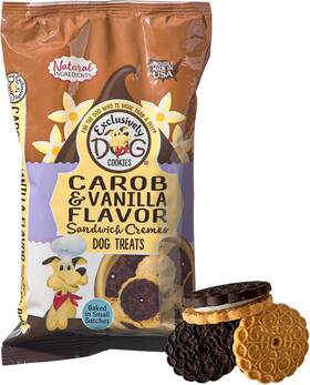03600 Exclusively Dog Cookies Sandwich Cremes Carob And Vanilla Flavor Treats For