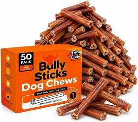 Fang And Claw 850060516269 Bully Sticks For Dogs 50 Count 4.5 Inch Bulk Pack Single-ingredient Long-lasting