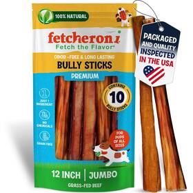 Fetcheroni 850046063763 Jumbo Bully Sticks For Dogs - 100 Beef Premium Flavor A Thick C