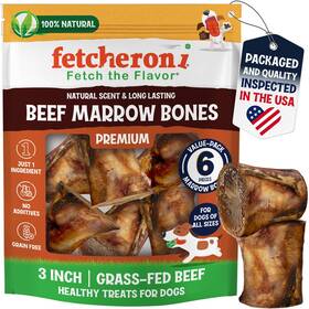 Fetcheroni 850051536542 Beef Marrow Bones For Dogs 3 Inch Bone Long 1 Count Pack Of 6