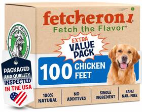 Fetcheroni 850051536603 Premium Chicken Feet Dog Treats Dehydrated Poultry Foot No Addit
