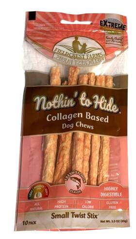Fieldcrest Farms 810002633447 Nothin To Hide Collagen Based Dog Chews - Twist Stix For Dogs Salmon 10 Pack