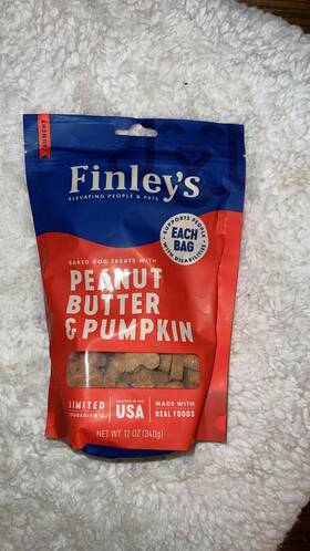 Finley S 860001231267 Baked Dog Treats-peanut Butter&pumpk Inch 12oz New In Package