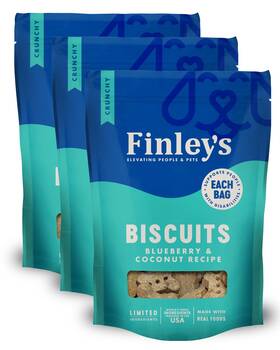 82003 Finleys Crunchy Dog Biscuits Blueberry And Coconut Healthy Treats Oven Baked C