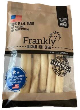 Frankly 853651008563 Natural Beef Flavor Roll Wrap Chews Pack Of 5 Inch
