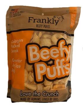 Frankly 853651008976 Cheddar Cheese Flavor Beefy Puffs 100% Usa Made Collagen Packed Snack 5 Ounce