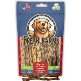 Nbr098003 Fresh Farms Braided Collagen Sticks For Dogs 10 Pack - 6 Inches Long-lasting Alternativ