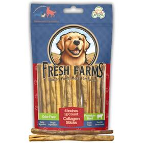 Nbr098005 Fresh Farms Natural Collagen Sticks For Dogs 15 Pack - 6 Inches Long-lasting Alternativ
