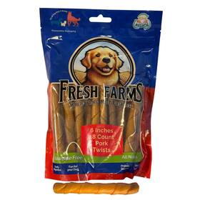 Nca097001 Fresh Farms 18 Pk 6 Inches Rolls Roasted Pork Skin Dog Chews Rawhide Free Nat
