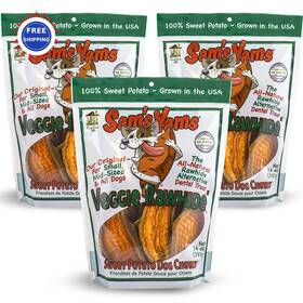 104-16 Front Porch Pets Fba Chewz Sweet Potato 14oz Bags 3 Pack Dog Sams Yams Bags-veggie Rawhide