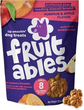 Fruitables 895352002235 Pumpkin Apple Baked Dog Treats Low Calorie No Corn Soy Wheat 20 Oz
