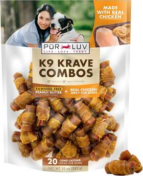 84723 Gambol Dog Treats K9 Kraves Rawhide Free Bone Treat Peanut Butter Flavor Made Wi