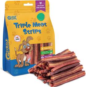 Gazeupon 313017969926 Dog Jerky Treats Triple Flavored Meat Strips For Dogs Healthy Training