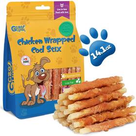Gazeupon 850067242062 Rawhide Free Dog Treats Chicken Wrapped Cod Sticks Healthy Training So