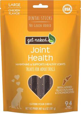 700422 Get Naked Grain Free 1 Pouch 6.6 Oz Joint Health Dental Chew Sticks Large