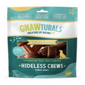 41208 Gnawturals Hideless Ribbed Bone Dog Treat Chicken Flavor 4-4.5 Inch Stick -