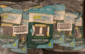 Gnawturals 850041412184 Large Lot 7 Packages Of Natural Rawhide Free Chews Ribbed Bones