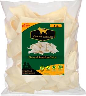 Golden Chews 854295007752 For Dogs Premium Rawhide Chips Natural 4 Pound Pack Of 1