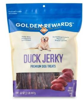 Oq-h4km-z7ml Golden Reward Rewards Duck Flavor Premium Dry Jerky Treats For 2 Pound Pack Of 1