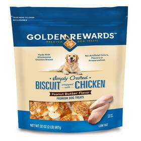 Golden Rewards 445055289261 Peanut Butter Flavor Chicken Dry Biscuit Wrapped Dogs 32 Oz