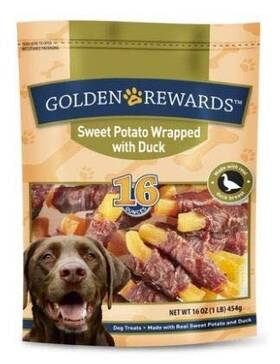 Golden Rewards 638126827722 Sweet Potato Wrapped With Duck Dog Treats 32 Oz