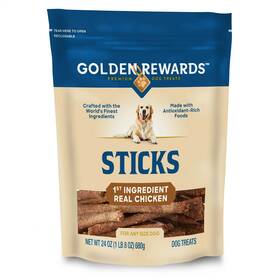 Golden Rewards 681131408233 Dry Chicken Stick Treats 24 Oz Bag Low Fat Content Antioxidant
