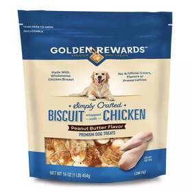 Golden Rewards 681131429061 Peanut Butter Flavor Biscuit Wrapped With Chicken Dry Training