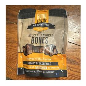 3008702 Good Lovin Lovinft No Rawhide Mini Chicken Flavored Bones Dog Chews 15 Count 9.5 Oz