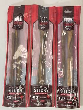 Good Lovin 800443586037 Lot Of 3 Packs 6 Sticks 95% Beef Collagen Sticks-moderate-exp 02/26