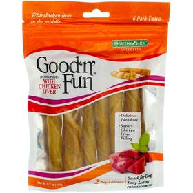 Good N Fun 091093833392 Ftnft Rawhide Twists Chicken Liver Recipe 6-count
