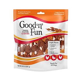 Good N Fun 091093941875 Goodftnftfun Triple Flavored Rawhide Kabobs For Dogs 1.5 Pound Pack Of 1