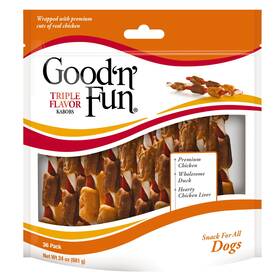 Good N Fun 313096184166 Goodftnftfun Triple Flavored Rawhide Kabobs Snack For All Dogs 24 Oz 36 Count Usa