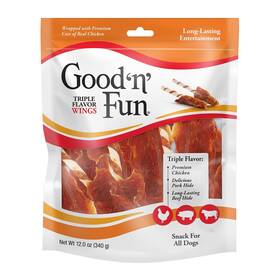 P-94130 Good N Fun 617949871594 Goodftnftfun Triple Flavor Wings Dog Chews One Size