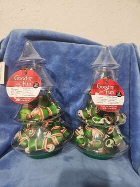 94479 Good N Fun 2 X Triple Flavor Mini Bones Chicken Christmas Tree 25 Pk Small Dog