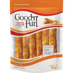 P-94244cn-11 Good N Fun Ftnft Triple Flavor Roll Dog Snack 6-pack