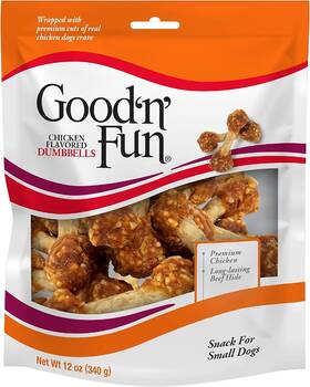 P-94422 Good N Fun Goodftnftfun Chicken Flavored Dumbbells Rawhide Snacks For Small Dogs