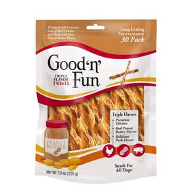 P-94527 Good N Fun Triple Flavor Twists 30 Count Rawhide Chews For All D