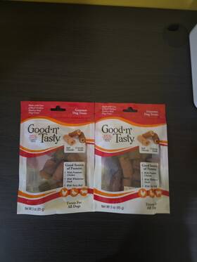 Good N Tasty 091093944685 Dog Treats Chicken Duck And Beef Variety Pack 2 Packs 3 Oz Each