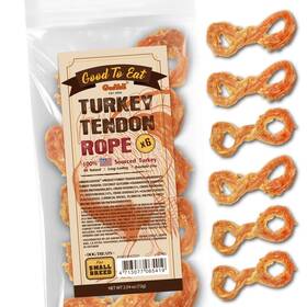 Gootoe 713077065419 Turkey Tendon Dog Treats Rope S 6 Pieces Per Pack Usa-sourced Turk