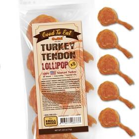 Gtb07 Gootoe Turkey Tendon Dog Treats Lollipop S 5 Pieces Per Pack Usa-sourced Turk