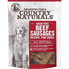 Grandma Maes Country Naturals 856235007266 Grain Free Beef Sausages Chewy Dog Treats 5 Ounces Grandma Maes Country Naturals 856235007266 Grain Free Beef Sausages Chewy Dog Treats 5 Ounces