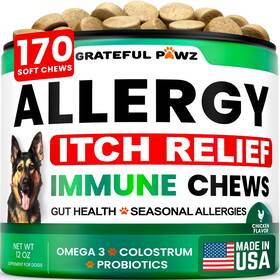 Hytgnnz2p Grateful Pawz Dog Allergy Relief Chews - Itching Skin 170 Treats Allergy&itch