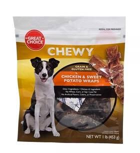 Great Choice 737257909496 Chicken And Sweet Potato Wraps Chewy Dog Treats 1lb