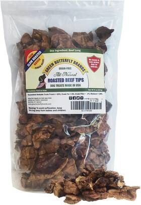 Green Butterfly Brands 313101855821 Premium Dog Treats Made In Usa Only Natural Meaty Beef Tips Slow Roasted Crunc