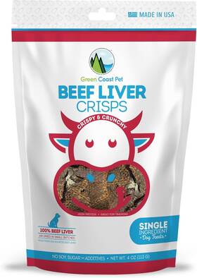 213s Green Coast Pet Beef Liver Crisps - 4 Oz Single Ingredient Ounce Pack Of 1 Black
